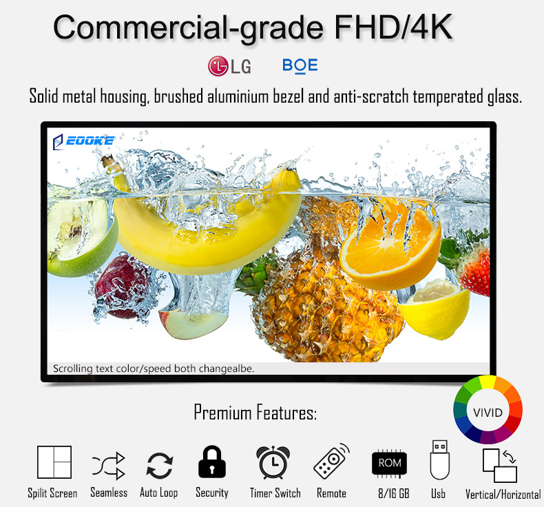 Commercial digital signage adopts 1080P and 4k LED displays